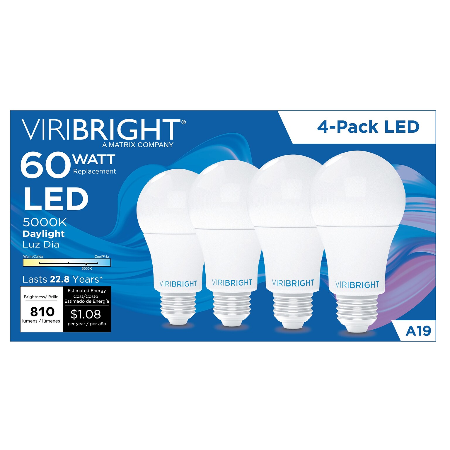 Viribright 9 Watts Daylight LED Household Bulb, 4/Pack (450109)