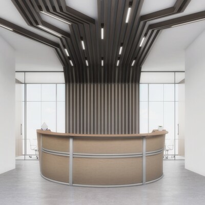 Regency Marque 147W Curved Triple-Unit Reception Desk, Noble Oak, 77293NO (77293NO)