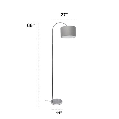 Creekwood Home Vista 66" Brushed Nickel Floor Lamp with Drum Shade, Gray (CWF-3006-GY)