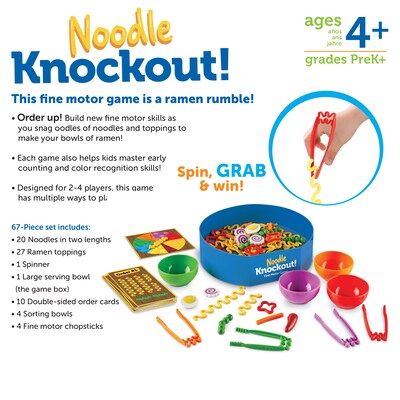 Learning Resources Noodle Knockout Fine Motor Game, Assorted Colors (LER 5549)