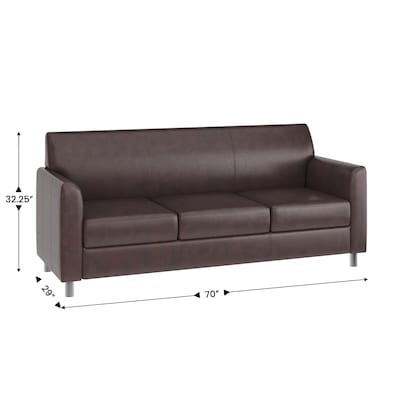 Flash Furniture Hercules Diplomat LeatherSoft Sofa, Brown/Chrome Legs (BT8273BNCHR)