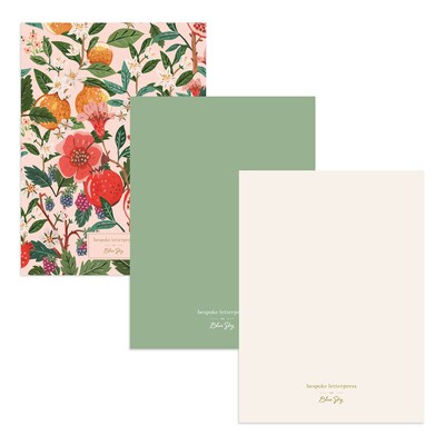 Blue Sky Bespoke Memo Pad, 7.5" x 5.5", Fruity Florals, 30 Sheets/Pad, 3 Pads/Pack (155579)