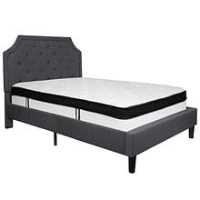 Flash Furniture Brighton Tufted Upholstered Platform Bed in Dark Gray Fabric with Memory Foam Mattre