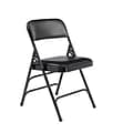 NPS 1300 Series Premium Vinyl Upholstered Triple Brace Double Hinge Folding Chair, Black, 100 Pack (