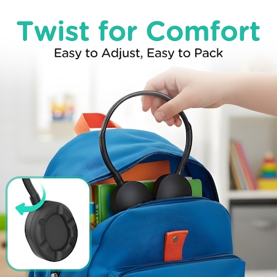 VentureX K22 Stereo Kids Learning Phone & Computer Headphone, 3.5mm & USB-A Adapter, Black, 50/Pack (VHPK22BD2M50)