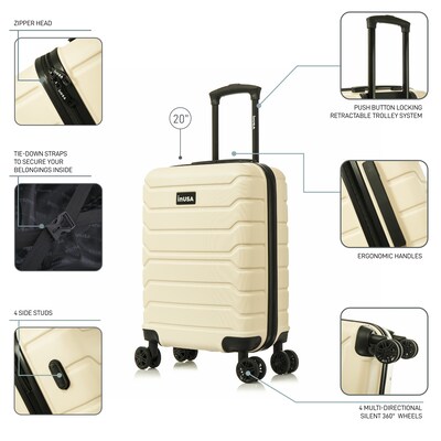 InUSA Trend 22.4 Hardside Suitcase, 4-Wheeled Spinner, TSA Checkpoint Friendly, Sand (IUTRE00S-SAN)