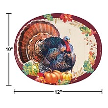 Creative Converting Thanksgiving Turkey Oval Plate, Multicolor, 24/Pack (DTC366873OVAL)