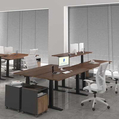 FlexiSpot E7 Commercial 72''W Electric Rectangular Adjustable Standing Desk, Black Walnut/Black (E7BCOM7230-BW)