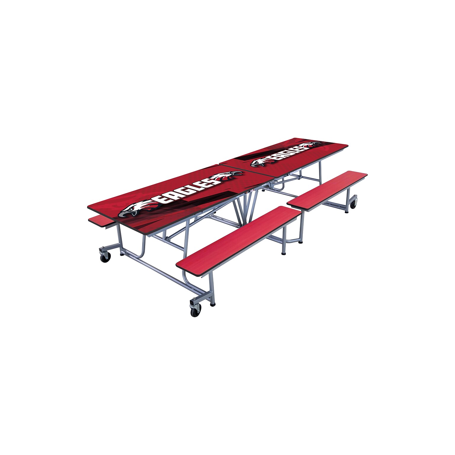 AmTab Rectangular Mobile Cafeteria Table w/ 4 Benches, 30 x 121, Assorted Colors (MBT10)