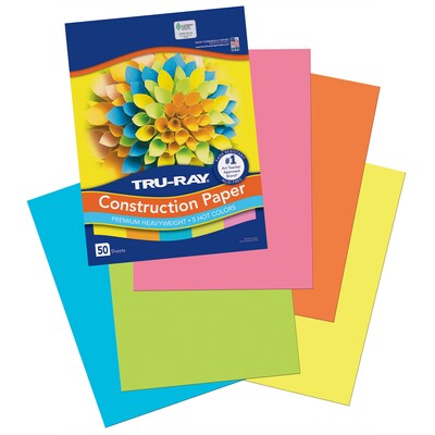 Tru-Ray 9" x 12" Construction Paper, Assorted Colors, 50 Sheets/Pack, 6 Packs/Bundle (PAC6596)