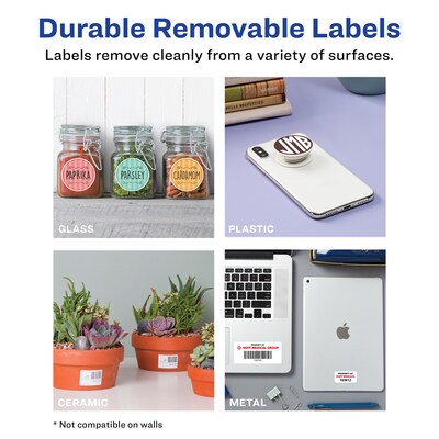 Avery Durable Removable Rectangle Multipurpose Labels, 0.5" x 1.75", White, 840/Pack (94125)