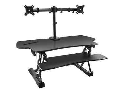 Mount-It! 47W Manual Adjustable Standing Desk Converter with Dual Monitor Mount, Black (MI-8052)