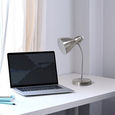 Simple Designs Semi-Flexible LED Desk Lamp, 16", Brushed Nickel (LD1037-BSN)