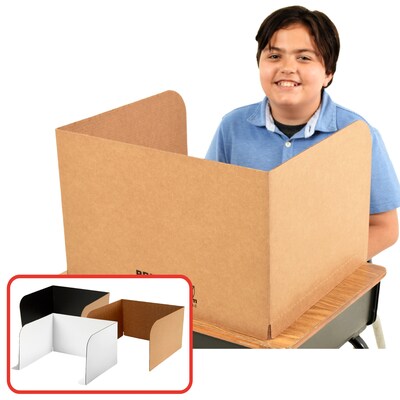 Classroom Products Foldable Cardboard Freestanding Privacy Shield, 13"H x 20"W, Kraft, 40/Box (1340 KR)