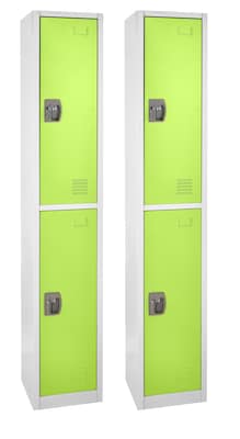 AdirOffice 72 2-Tier Key Lock Green Steel Storage Locker, 2/Pack (629-202-GRN-2PK)