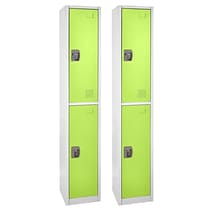 AdirOffice 72 2-Tier Key Lock Green Steel Storage Locker, 2/Pack (629-202-GRN-2PK)