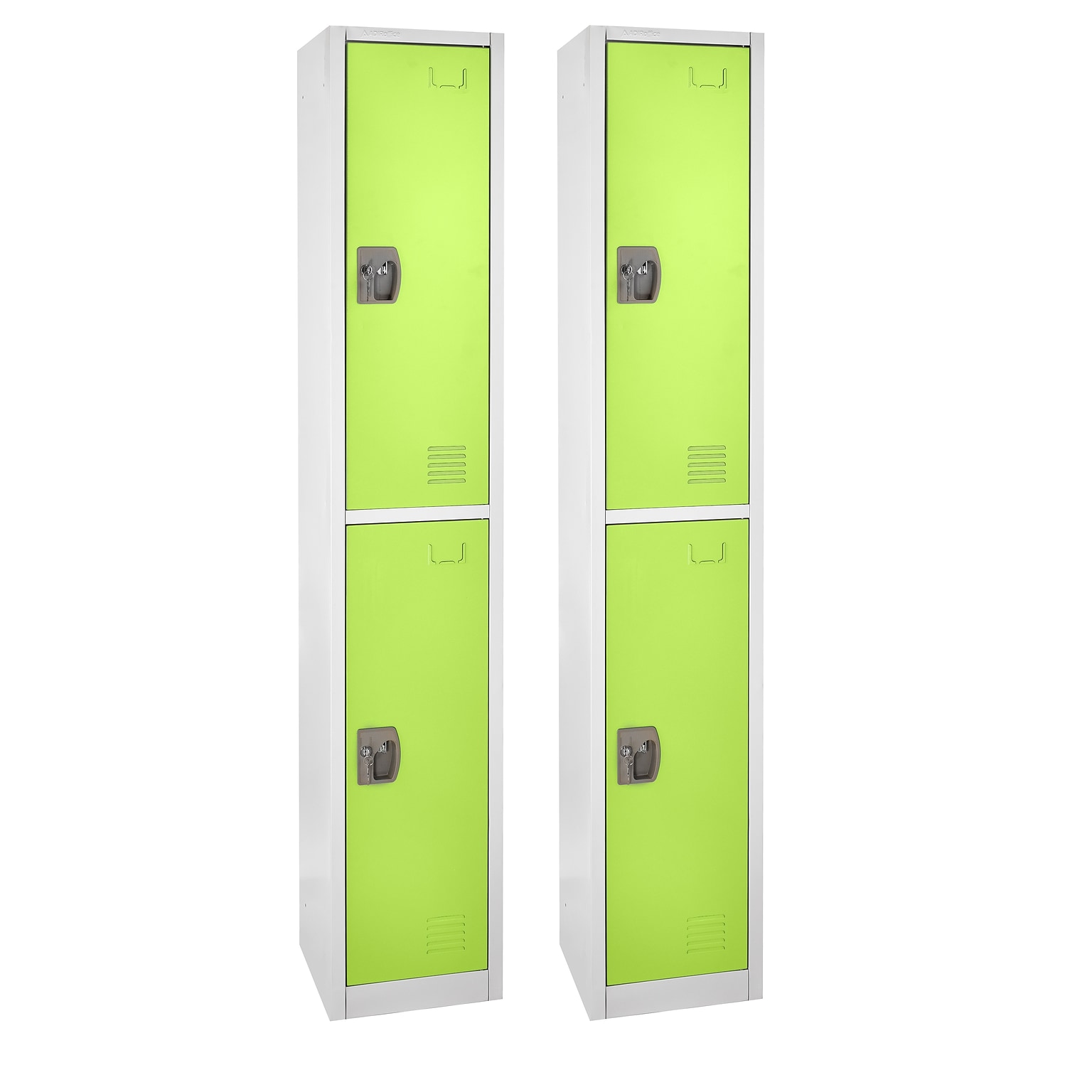 AdirOffice 72 2-Tier Key Lock Green Steel Storage Locker, 2/Pack (629-202-GRN-2PK)