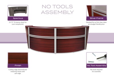 Regency Marque 124.5"W Curved Reception Desk Workstation, Mahogany (77292MH)