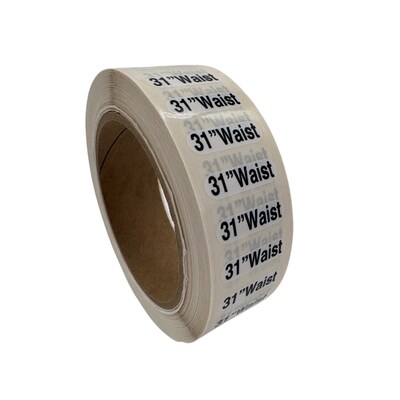 Nahanco 31 Waist Plastic Size Marker, Clear/Black/White, 250/Roll (DSM-473)