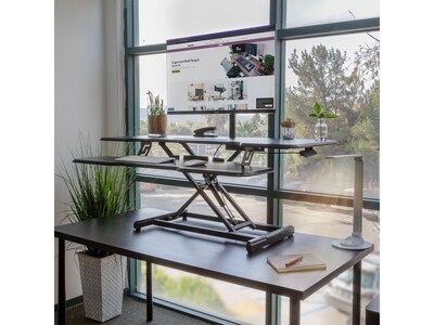 Mount-It! 47"W Manual Rectangular Adjustable Standing Desk Converter, Black (MI-15009L)