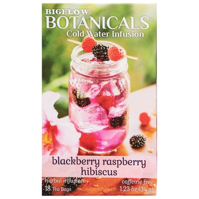 Bigelow Botanicals Decaf Blackberry Raspberry Hibiscus Tea Bags, 18/Box (39000)