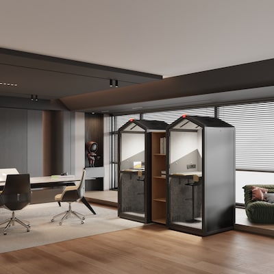 Flexispot Quick Install Series Solo Pro Sound Absorbing Privacy Booth, Black (EP1SB)