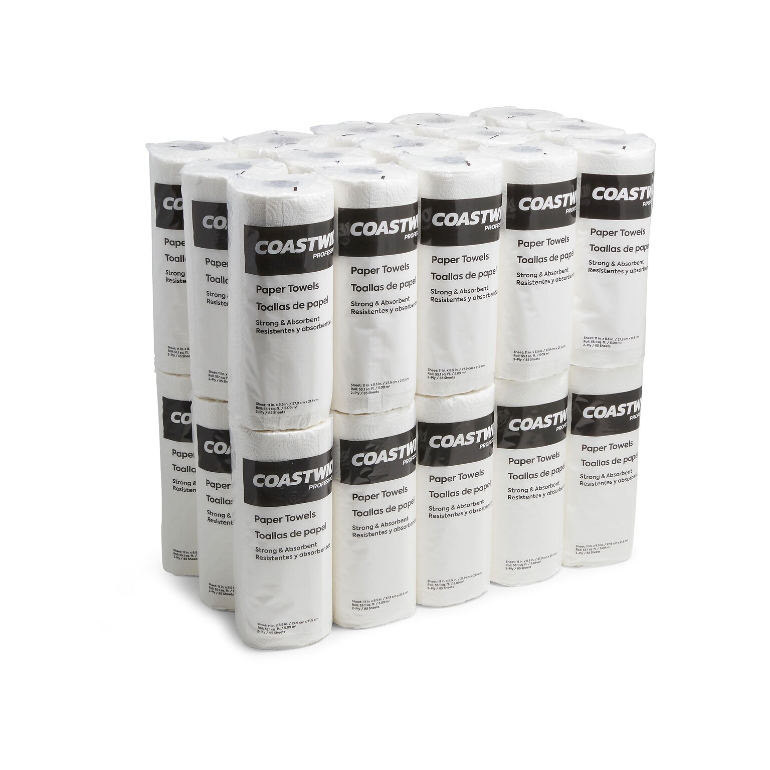 Coastwide Professional Kitchen Rolls Paper Towel, 2-Ply, White, 85 Sheets/Roll, 30 Rolls/Carton (CW21810CT)