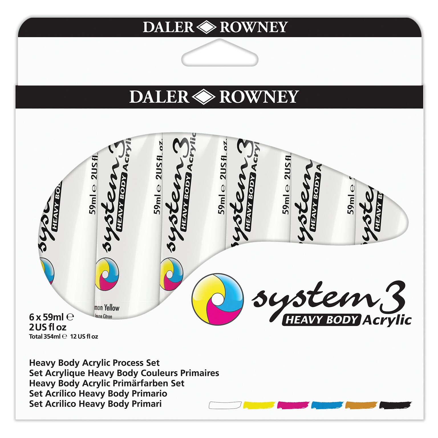 Daler-Rowney System3 Acrylic Paint, Heavy Body, Starter Set, Assorted Colors, 59ml, 6 Pieces (DRW140900123)