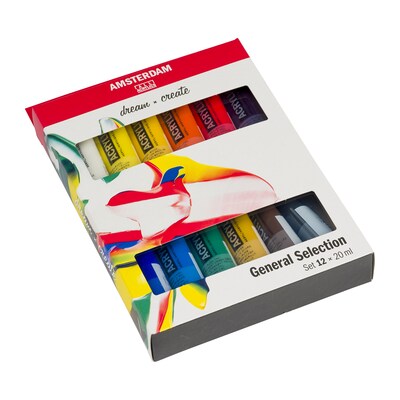 Amsterdam General Selection Acrylic Paint, Assorted Colors, 12/Pack (AMS17820412)