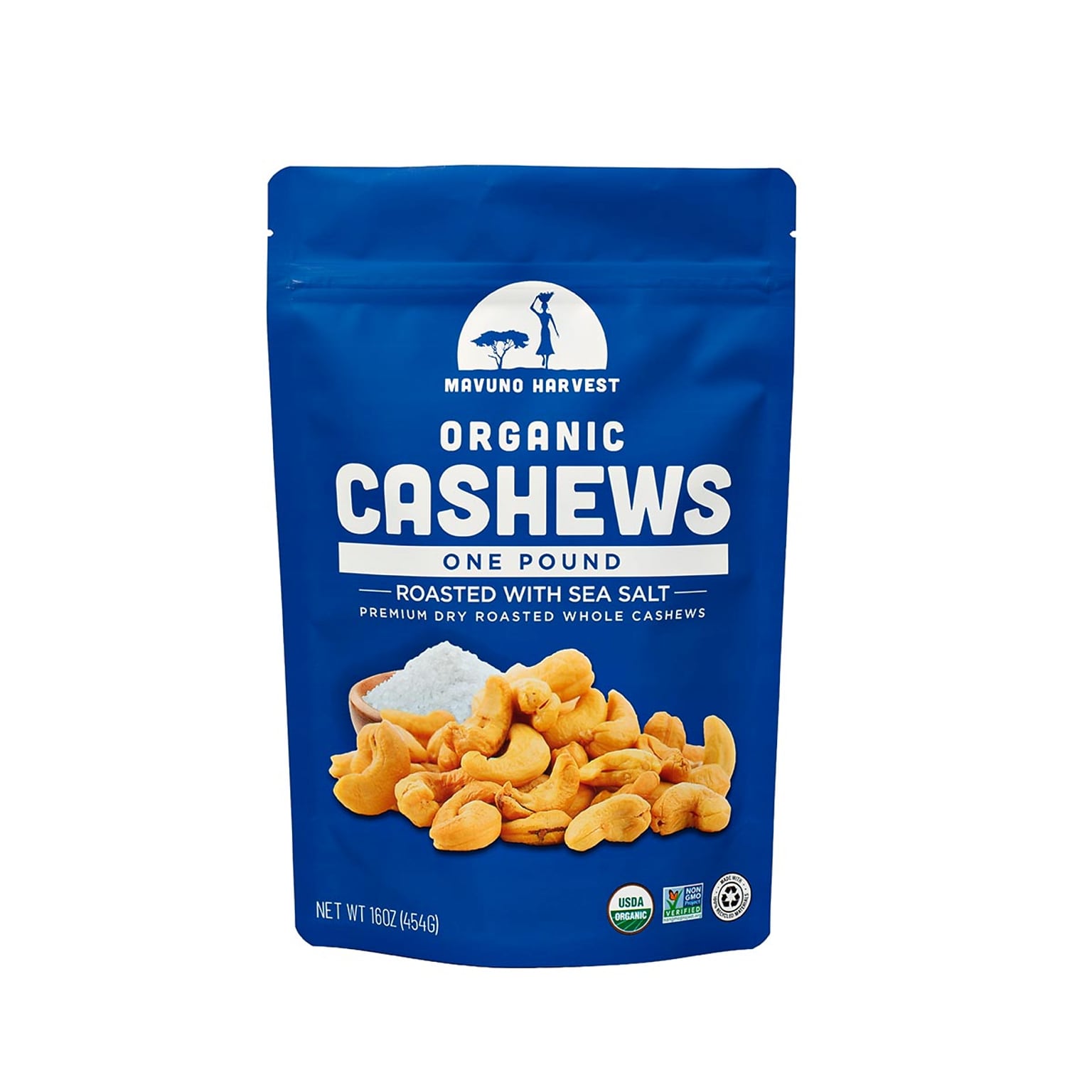 Mavuno Harvest Organic Dry Roasted Sea Salt Flavored Cashews, 1 lb. Bag (MAHW-SSCASH1LB)