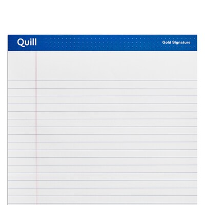 Quill Brand® Gold Signature Premium Series Legal Pad, 8-1/2" x 11", Wide Ruled, Assorted, 50 Sheets/Pad, 6 Pads/Pack (742412)