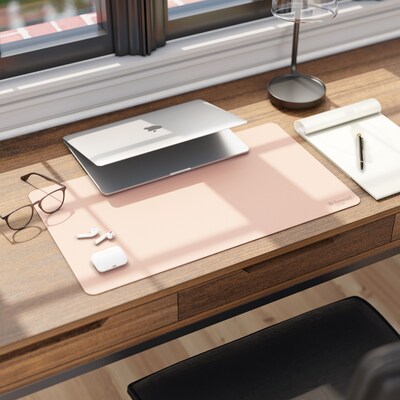 Smead Small Vegan Leather Anti-Slip Desk Pad, 23.6" x 13.7", Light Pink (SMD64839)