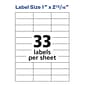 Avery Address Labels for Copiers, 1" x 2-13/16", White, 33 Labels/Sheet, 500 Sheets/Box (5334)