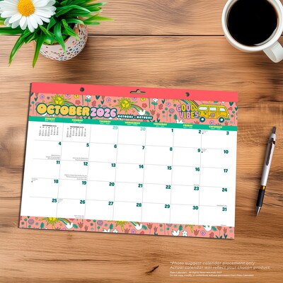 2026-2027 Plato Good Vibes 14" x 10" Academic Monthly Desk Pad Calendar (9798330709199)