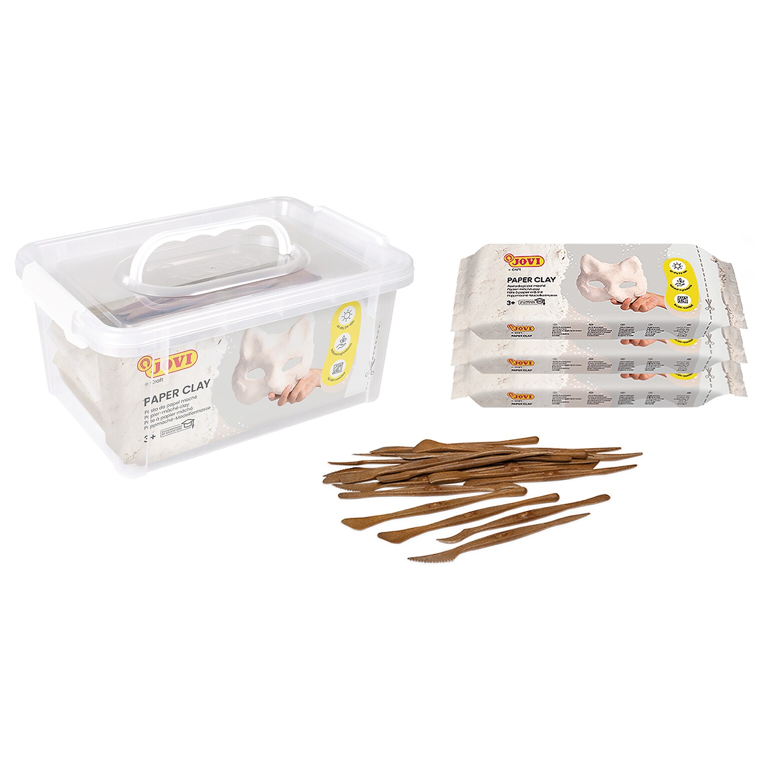 JOVI Paper Clay School Pack, 3 Bars 1.5lb & 20 Spatulas (JOVSB3)