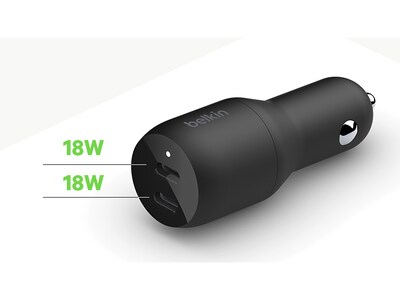 Belkin BoostCharge USB-C Car Charger, Black (CCB002BTBK)