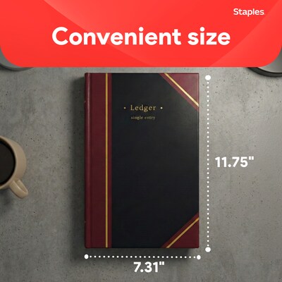 Staples Ledger Book, Black, 150 Sheets/Book (217679)