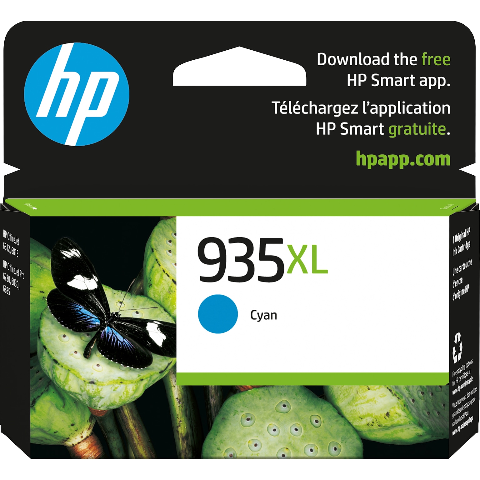 HP 935XL Cyan High Yield Ink Cartridge, Prints Up to 825 Pages (C2P24AN#140)