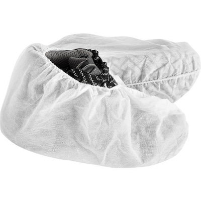 Global Industrial Standard Disposable Shoe Covers, Size 12-15, White, 150 Pairs/Case (708196BWH)