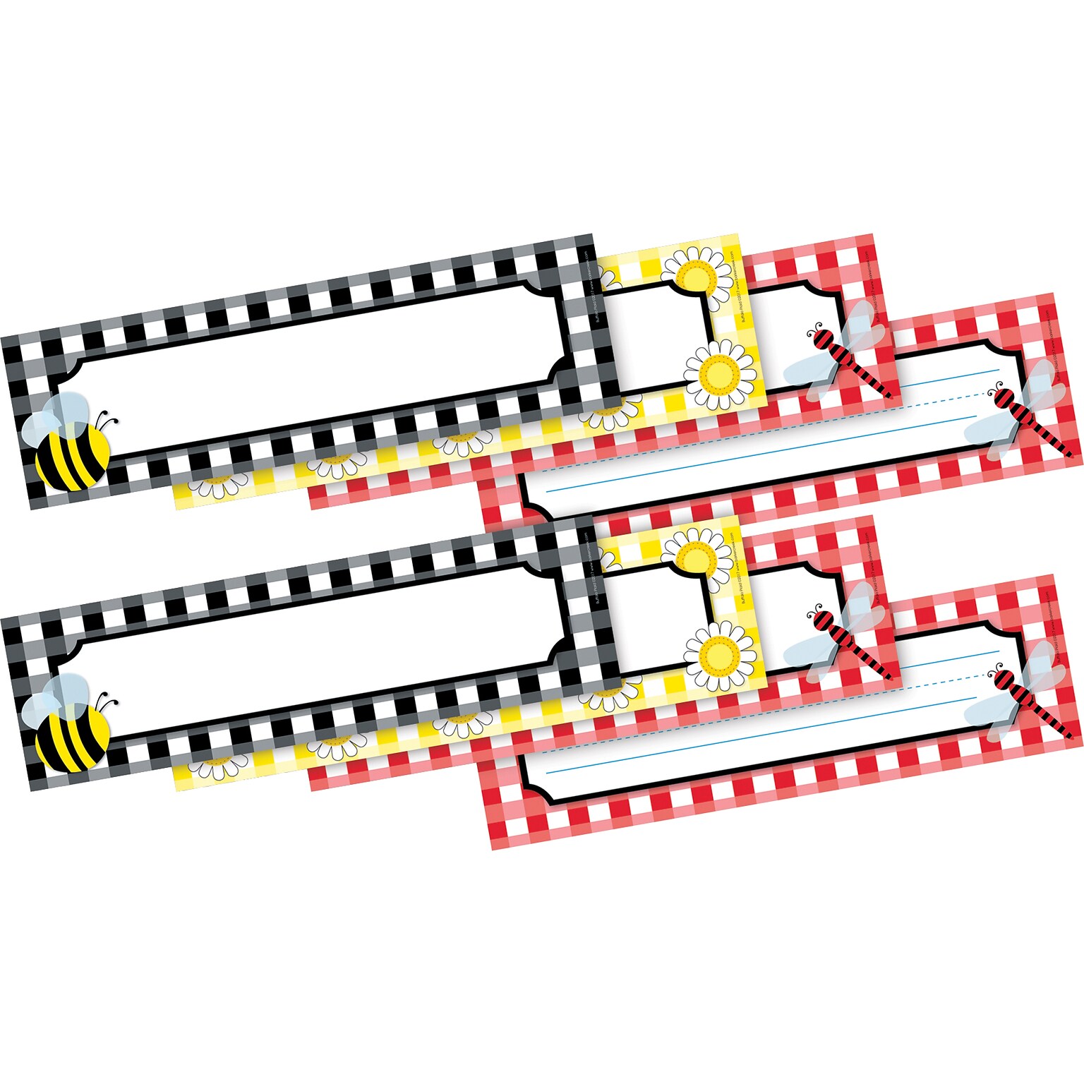 Barker Creek Buffalo Plaid School Name Plates, 12 x 3.5, 72/Set (BC3809)