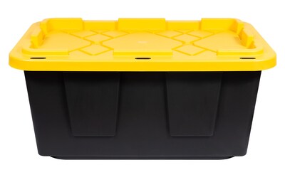 Greenmade 108 Quart Storage Bin with Snap Lid, Plastic, Black/Yellow (669871)