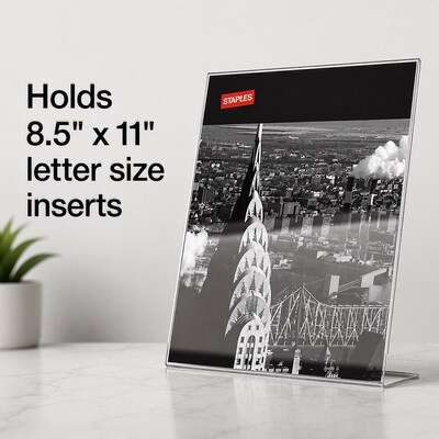 Staples Sign Holder, 8.5 x 11, Clear Plastic (53126/18387)