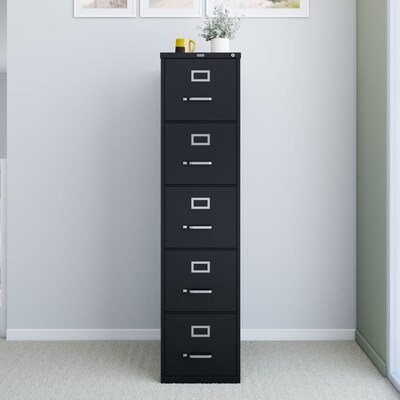 Quill Brand® Commercial 5 File Drawer Vertical File Cabinet, Locking, Black, Letter, 26.5"D (21917D)
