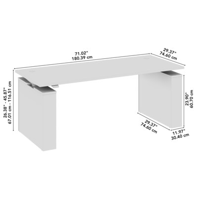 Bush Business Furniture Stratus 72"W Electric Rectangular Adjustable Standing Desk, White (SUT002WH)