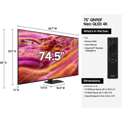 Samsung Neo QN90F QN90F 75" Smart 4K Ultra AI Enabled TV (QN75QN90FAFXZA)