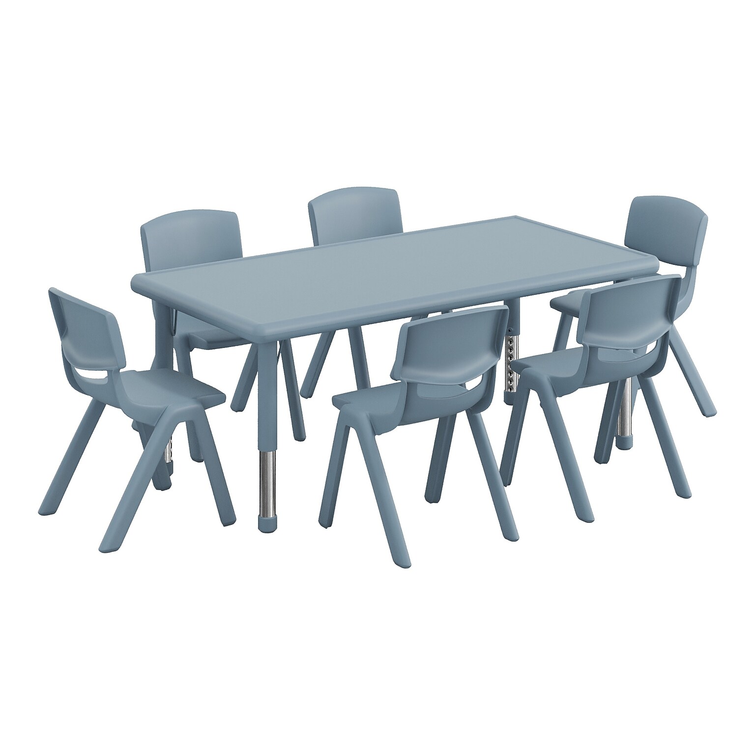 Flash Furniture Emmy Rectangular Activity Table Set, 48 x 24, Height Adjustable, Dusty Blue (YCX13RECTTBDTBE)