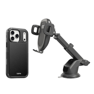 TUFF8 Impact+ Triple-Layer MagSafe Rugged Phone Case for iPhone 18 Pro Max, XYST Extendable Dash Mount, Black (KITLIBBWR18PR09)