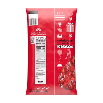 HERSHEYS KISSES Milk Chocolate Candy Bulk Bag, Red Foils, 60 oz. (HEC16035)