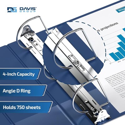 Davis Group Easyview Premium 4 Angle D Ring, Customizable, View Binder, Royal Blue, 4/Pack (8406-92