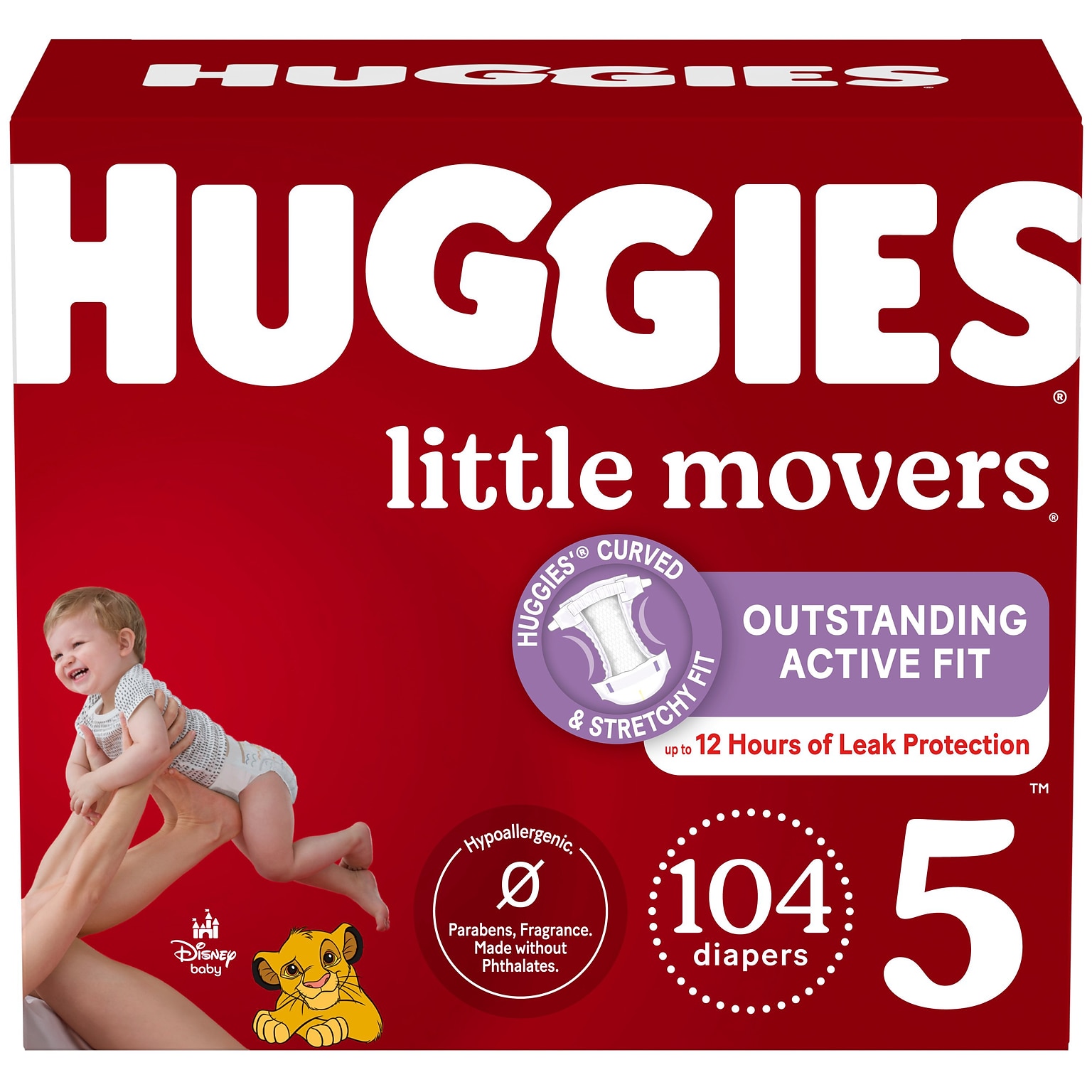 Huggies Little Movers Baby Diapers, Size 5, 104/Carton (49754)
